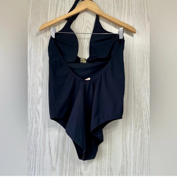 Tory Burch Logo Halter One Piece Swimsuit Black Size XL EUC - Picture 4 of 4